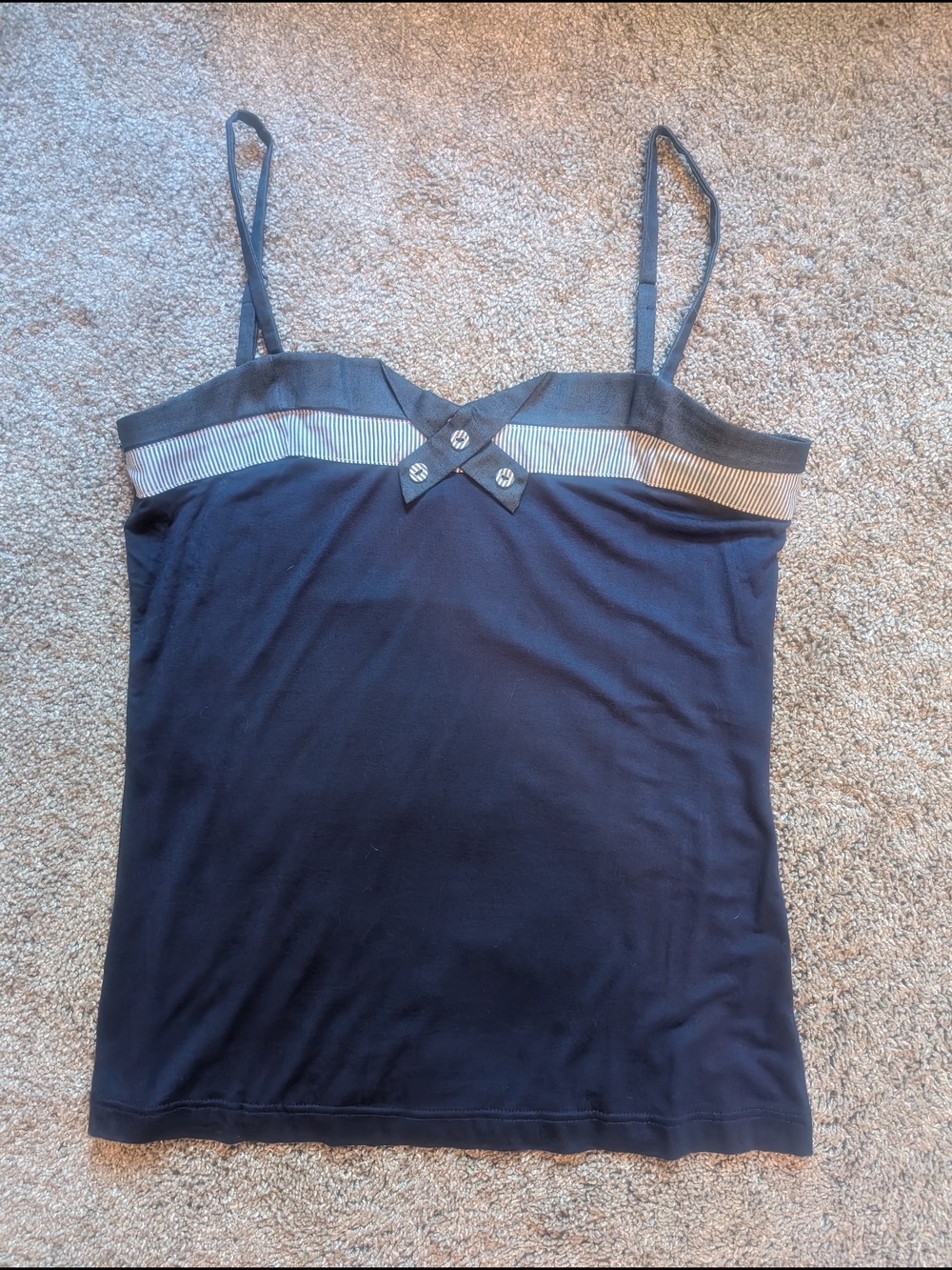 Angie Navy Sailor Camisole with Contrast Pinstripe Trim